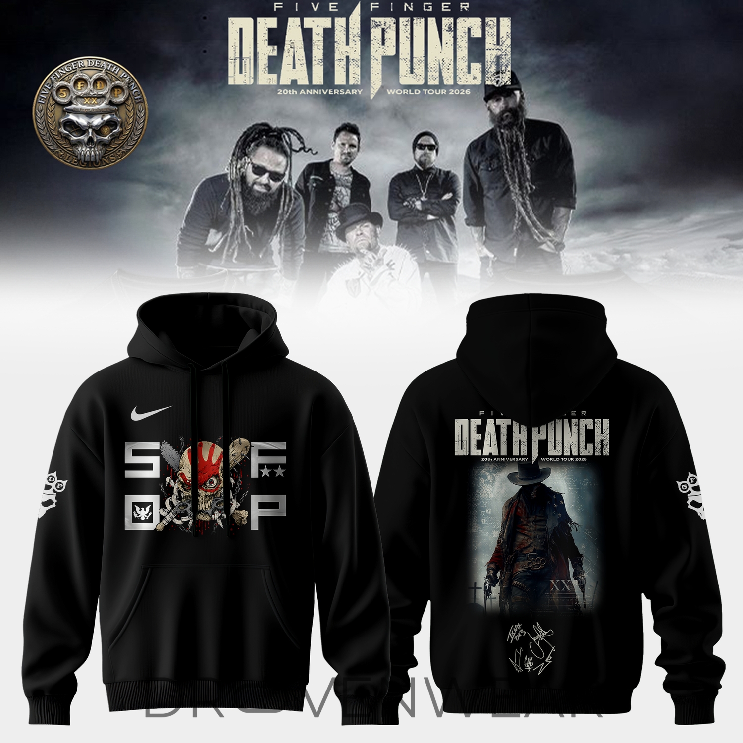 Five Finger Death Punch “hits Me Tour” 2026 Signed – Hoodie Five Finger Death Punch “hits Me Tour” 2026 Signed – Hoodie
