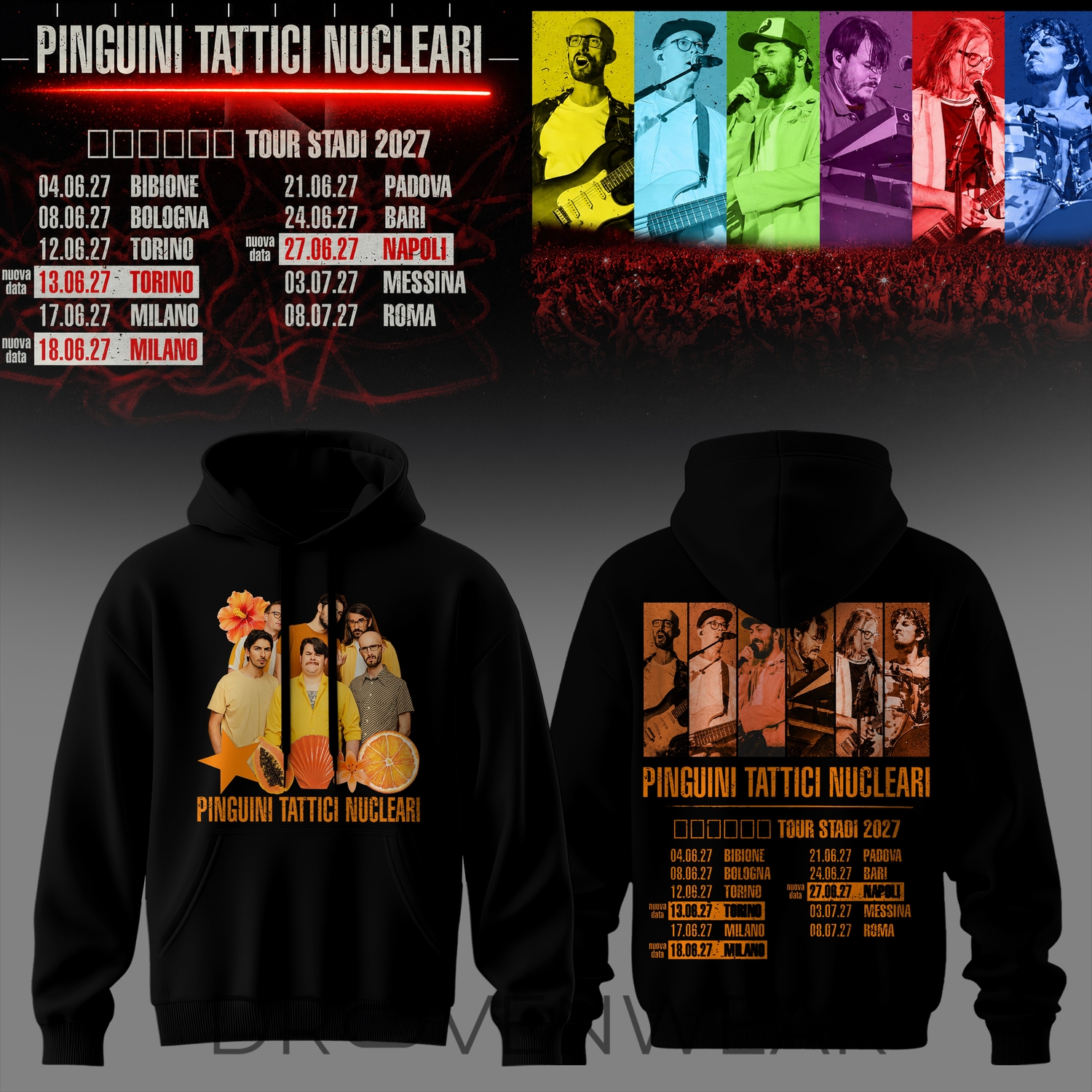 Pinguini Tattici Nucleari Tour Stadi 2027 Hoodie Ver3 Pinguini Tattici Nucleari Tour Stadi 2027 Hoodie Ver3