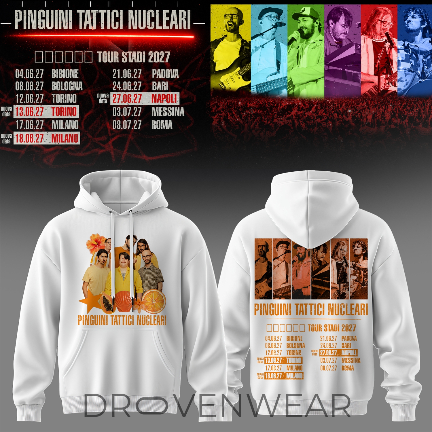 Pinguini Tattici Nucleari Tour Stadi 2027 Hoodie Ver2 Pinguini Tattici Nucleari Tour Stadi 2027 Hoodie Ver2