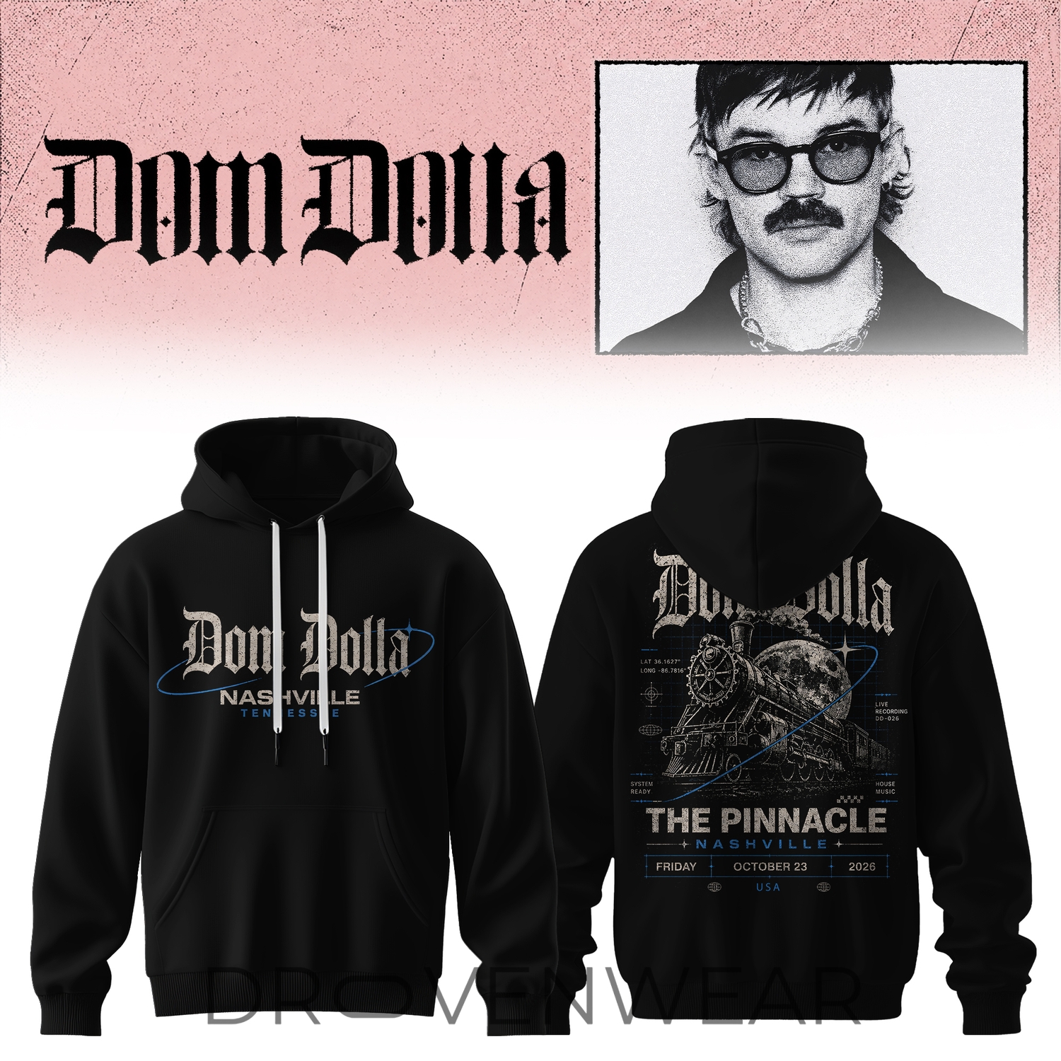 DOM Dolla Tour 2026 Limited Edition Baseball Hoodie V4 DOM Dolla Tour 2026 Limited Edition Baseball Hoodie V4