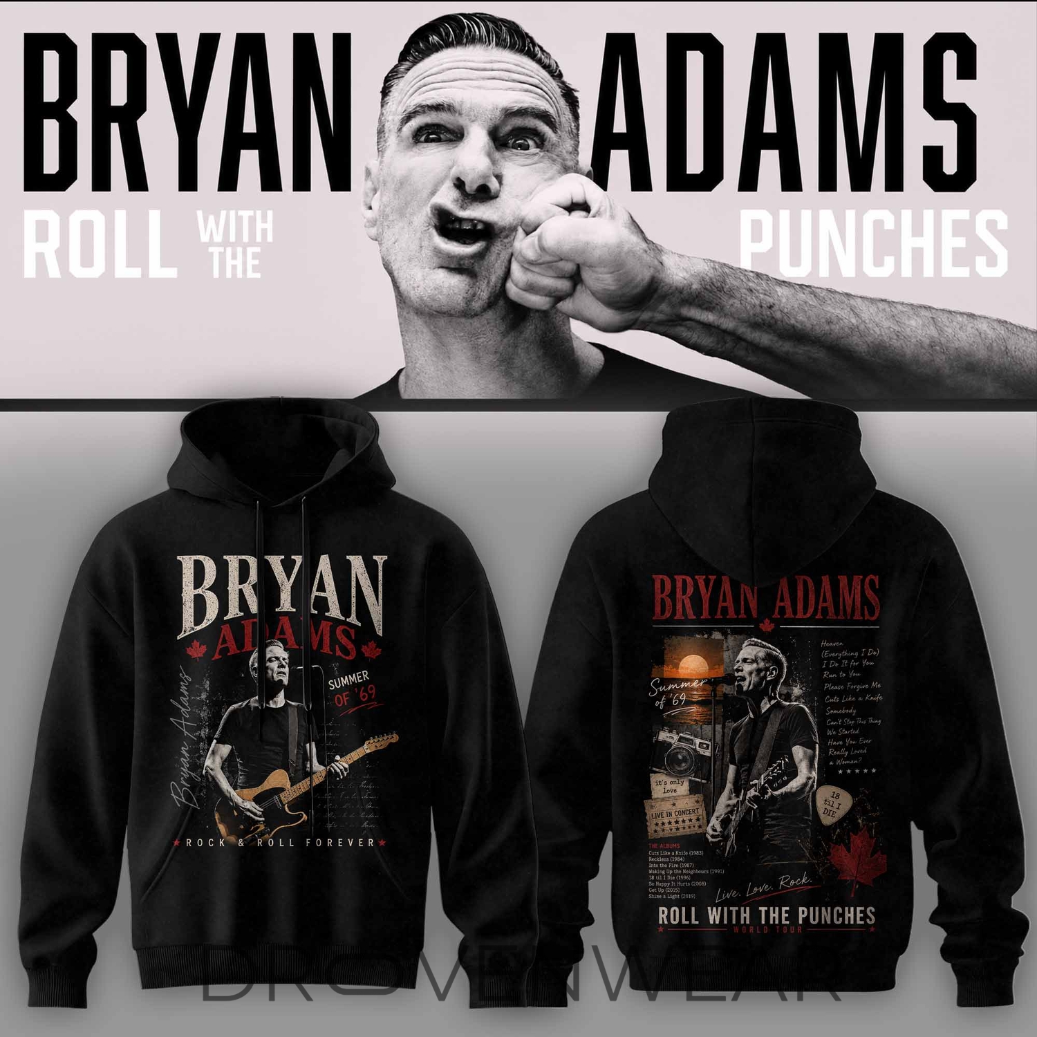 Bryan Adams – Roll With The Punches Tour Hoodie V4 Bryan Adams – Roll With The Punches Tour Hoodie V4