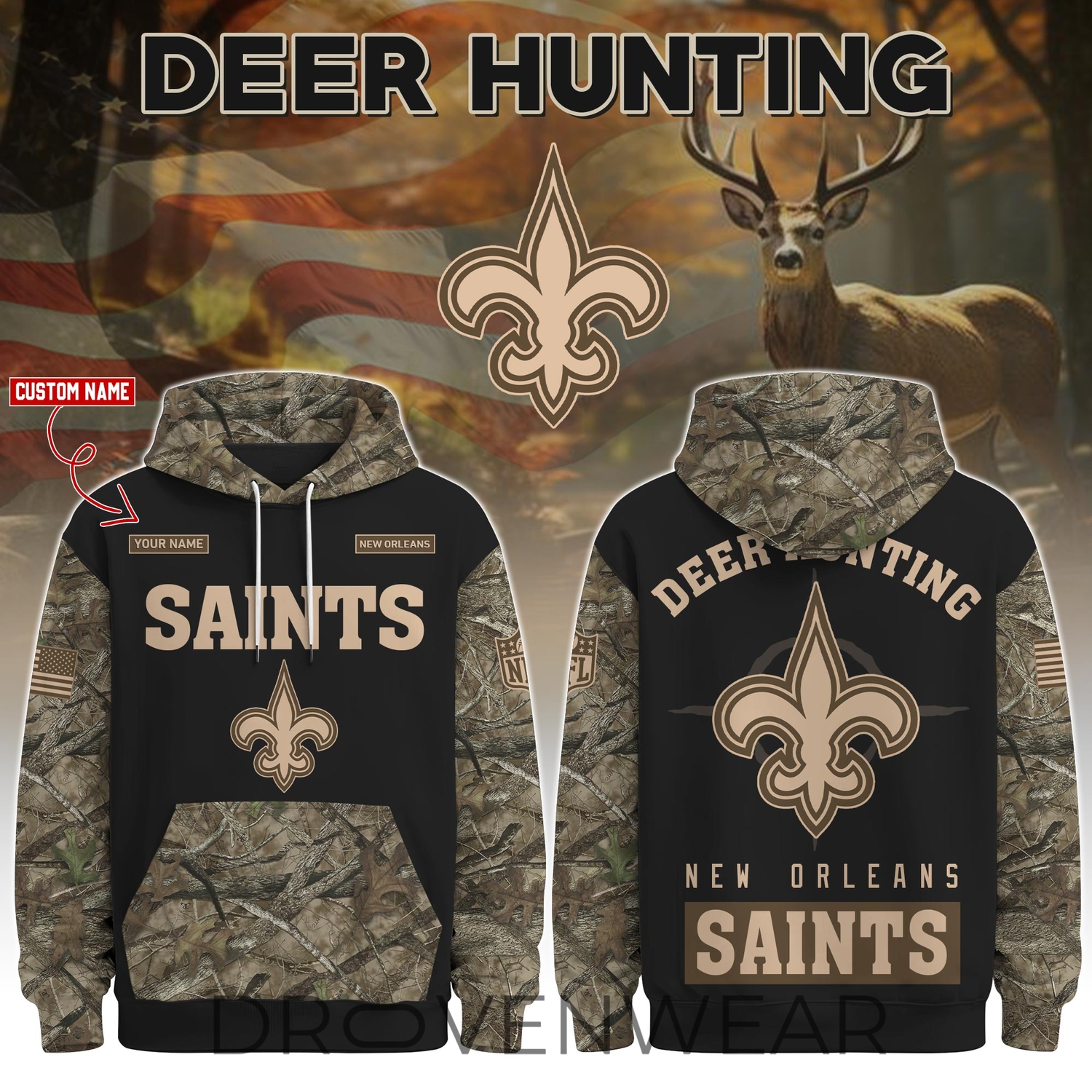 New Orleans Saints Deer Hunting Limited Edition Hoodie New Orleans Saints Deer Hunting Limited Edition Hoodie