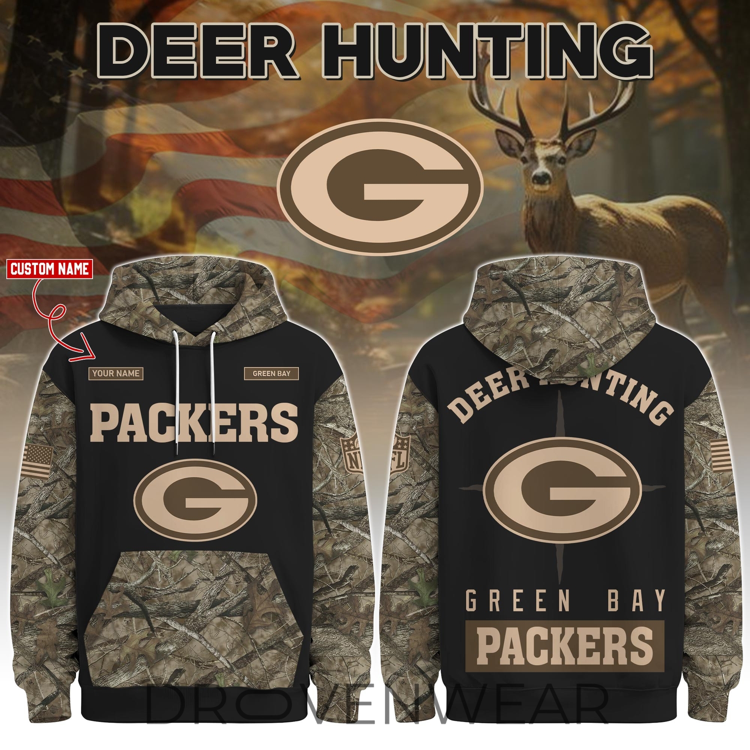 Green Bay Packers Deer Hunting Limited Edition Hoodie Green Bay Packers Deer Hunting Limited Edition Hoodie