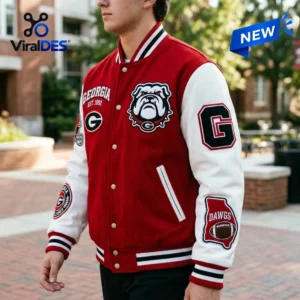 Georgia Bulldogs Mascot Baseball Jacket 4 georgia bulldogs mascot baseball jacket 05 product overview.webp