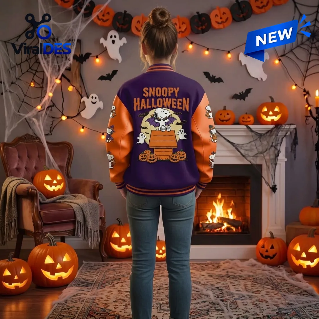 Personalized Snoopy Halloween Varsity Jacket Personalized Snoopy Halloween Varsity Jacket