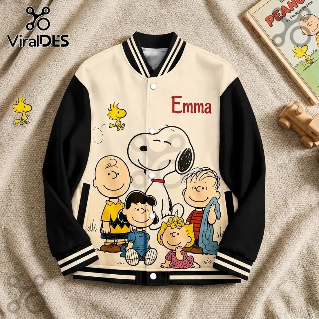 Peanuts Personalized Snoopy Emma Varsity Jacket Peanuts Personalized Snoopy Emma Varsity Jacket