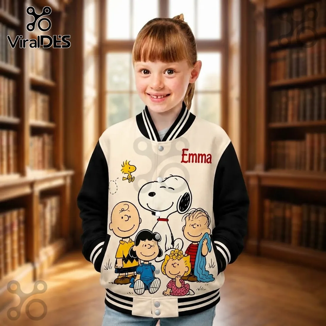 Peanuts Personalized Snoopy Emma Varsity Jacket Peanuts Personalized Snoopy Emma Varsity Jacket
