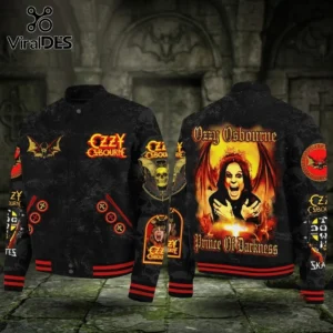 Ozzy Osbourne Prince of Darkness Black Bomber Baseball Jacket