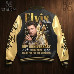 Elvis Presley 90th Anniversary Black Gold Baseball Jacket 3 elvis presley 90th anniversary black gold baseball jacket 04 detailed shot.webp