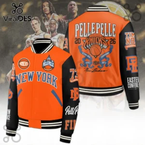 Pelle Pelle New York Knicks Orange Black Varsity Jacket