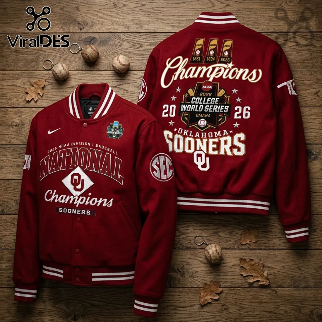 Oklahoma Sooners 2026 College World Series Champions Varsity Jacket Oklahoma Sooners 2026 College World Series Champions Varsity Jacket