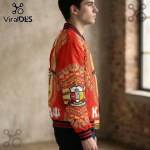 kappa alpha psi 1911 red dashiki pattern baseball jacket 05 detailed shot.webp