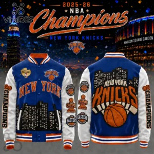 New York Knicks 2025-26 NBA Champions Varsity Baseball Jacket