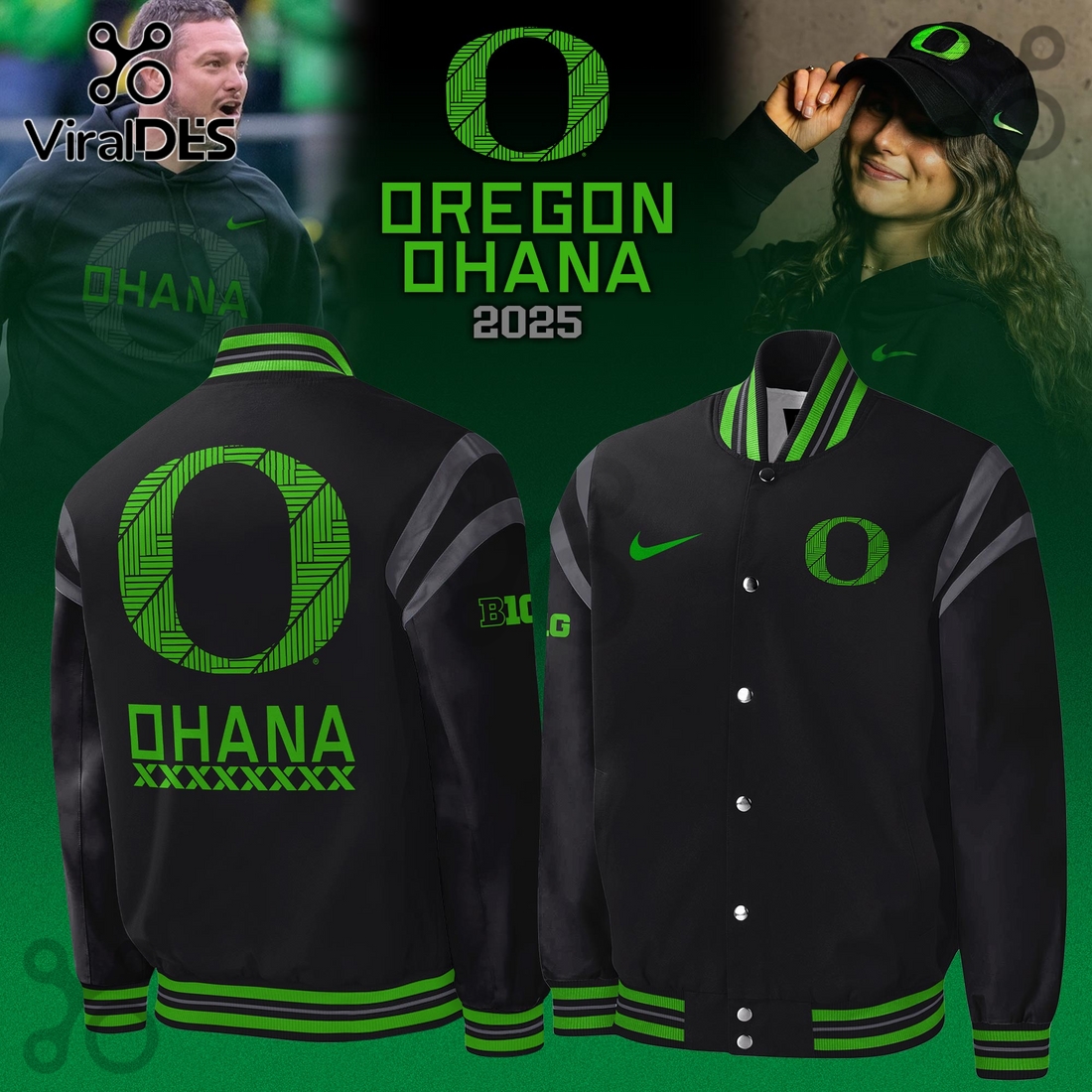 2025 Oregon Ducks Ohana Limited Edition Baseball Jacket 2025 Oregon Ducks Ohana Limited Edition Baseball Jacket