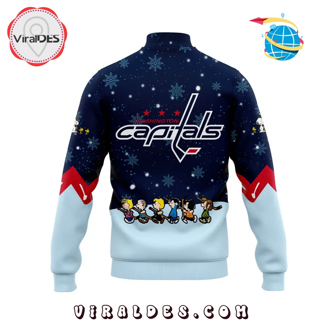 Washington Capitals Peanuts & Snoopy Night Baseball Jacket Washington Capitals Peanuts & Snoopy Night Baseball Jacket