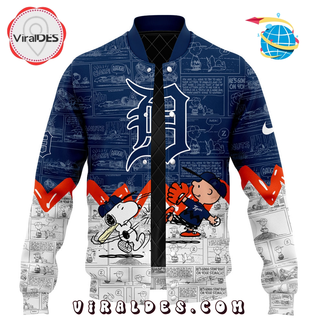 Detroit Tigers 75th Anniversary of Peanuts Baseball Jacket Detroit Tigers 75th Anniversary of Peanuts Baseball Jacket