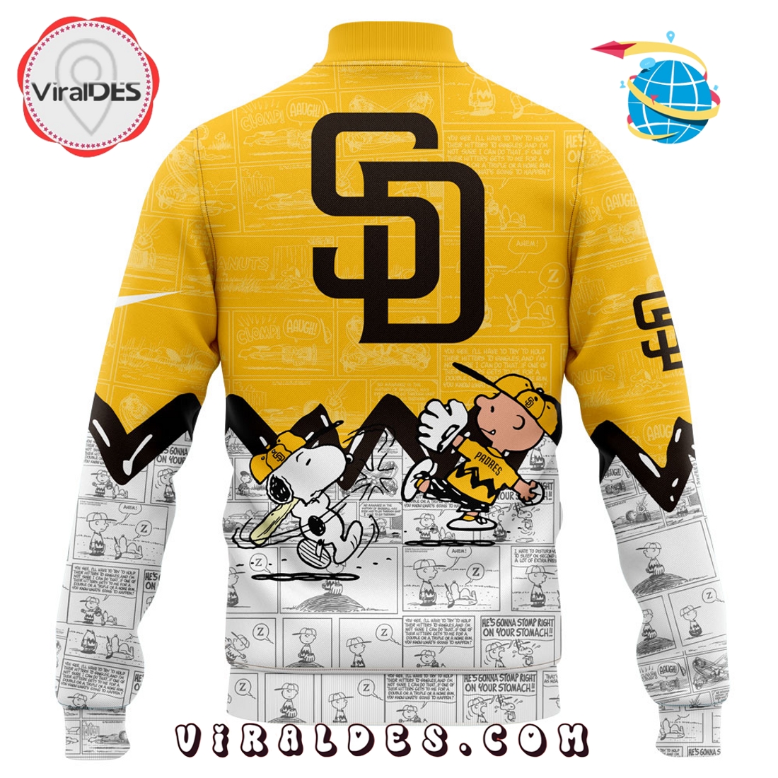 San Diego Padres 75th Anniversary of Peanuts Baseball Jacket San Diego Padres 75th Anniversary of Peanuts Baseball Jacket