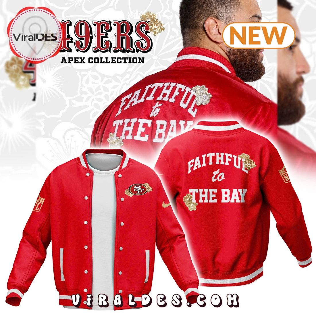 San Francisco 49ers Apex Faithful To The Bay Baseball Jacket San Francisco 49ers Apex Faithful To The Bay Baseball Jacket