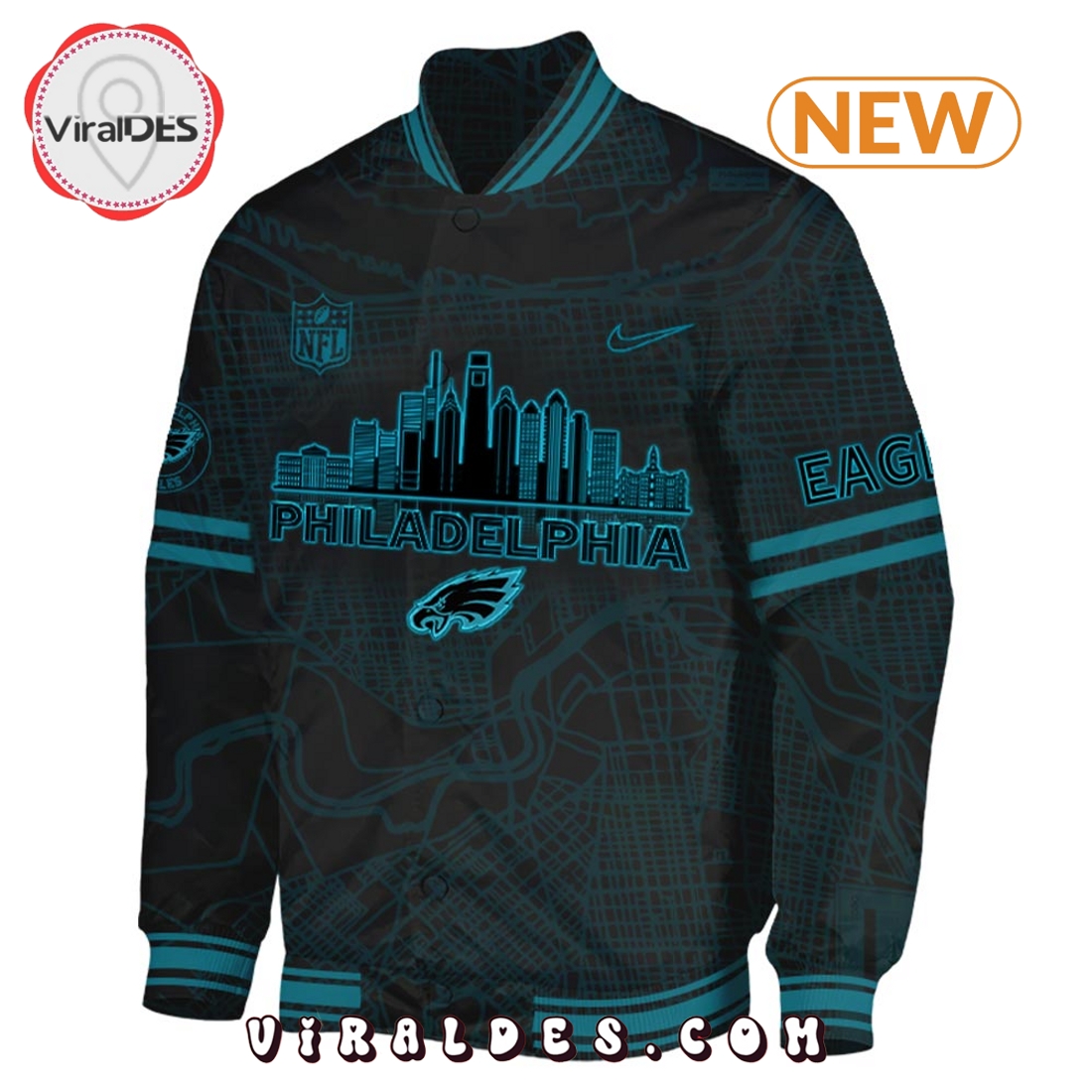 Philadelphia Eagles All Black 2025 Baseball Jacket Philadelphia Eagles All Black 2025 Baseball Jacket