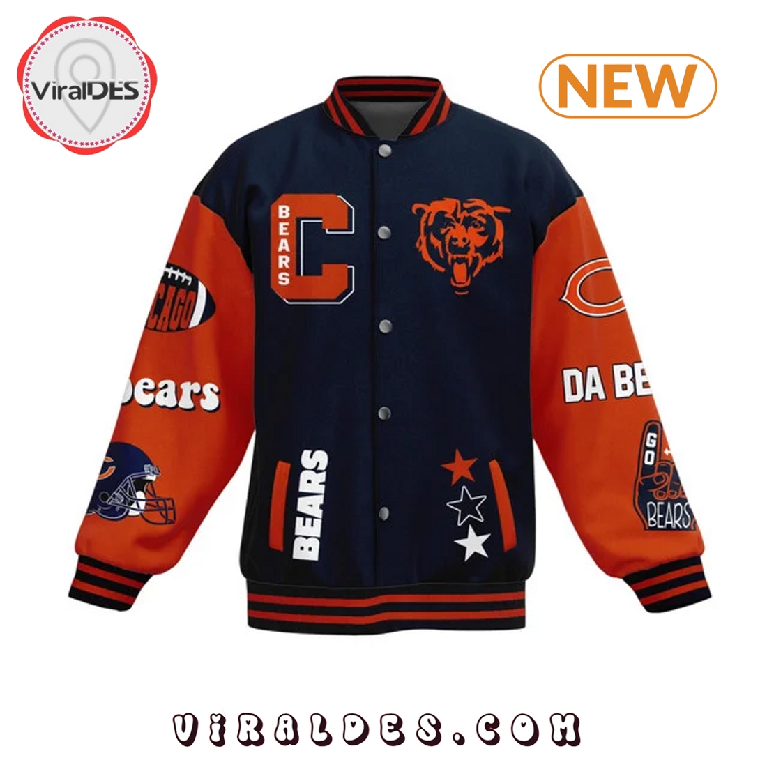 Chicago Bears Football Bear Down Baseball Jacket Chicago Bears Football Bear Down Baseball Jacket