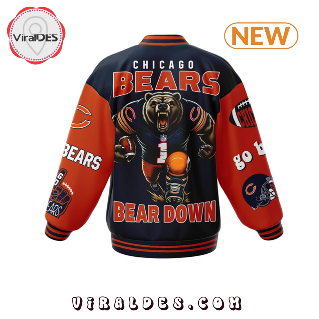 Chicago Bears Football Bear Down Baseball Jacket Chicago Bears Football Bear Down Baseball Jacket