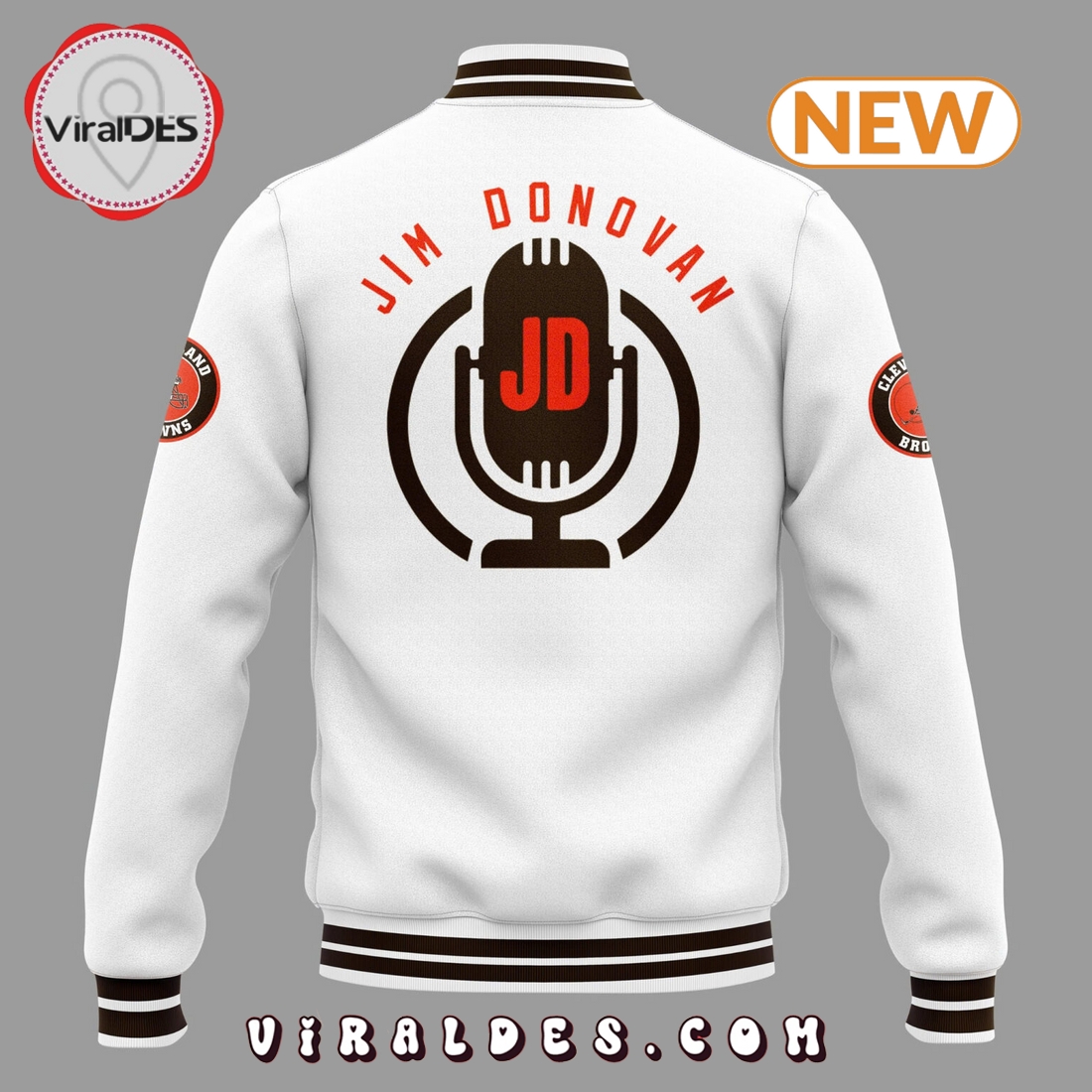 Cleveland Browns Jim Donovan Voice Baseball Jacket Cleveland Browns Jim Donovan Voice Baseball Jacket