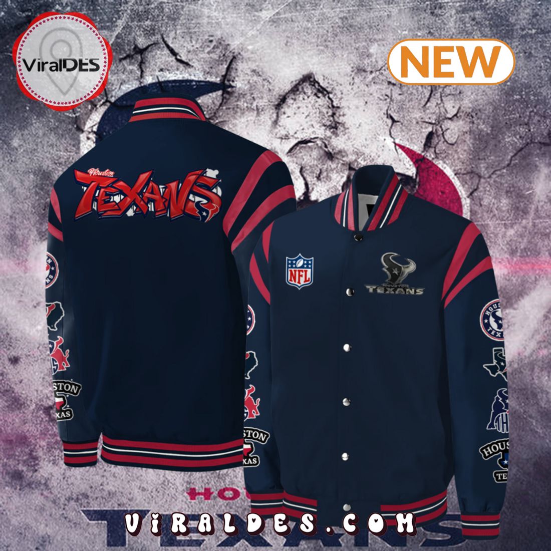 Men’s Houston Texans Football Baseball Jacket Men’s Houston Texans Football Baseball Jacket