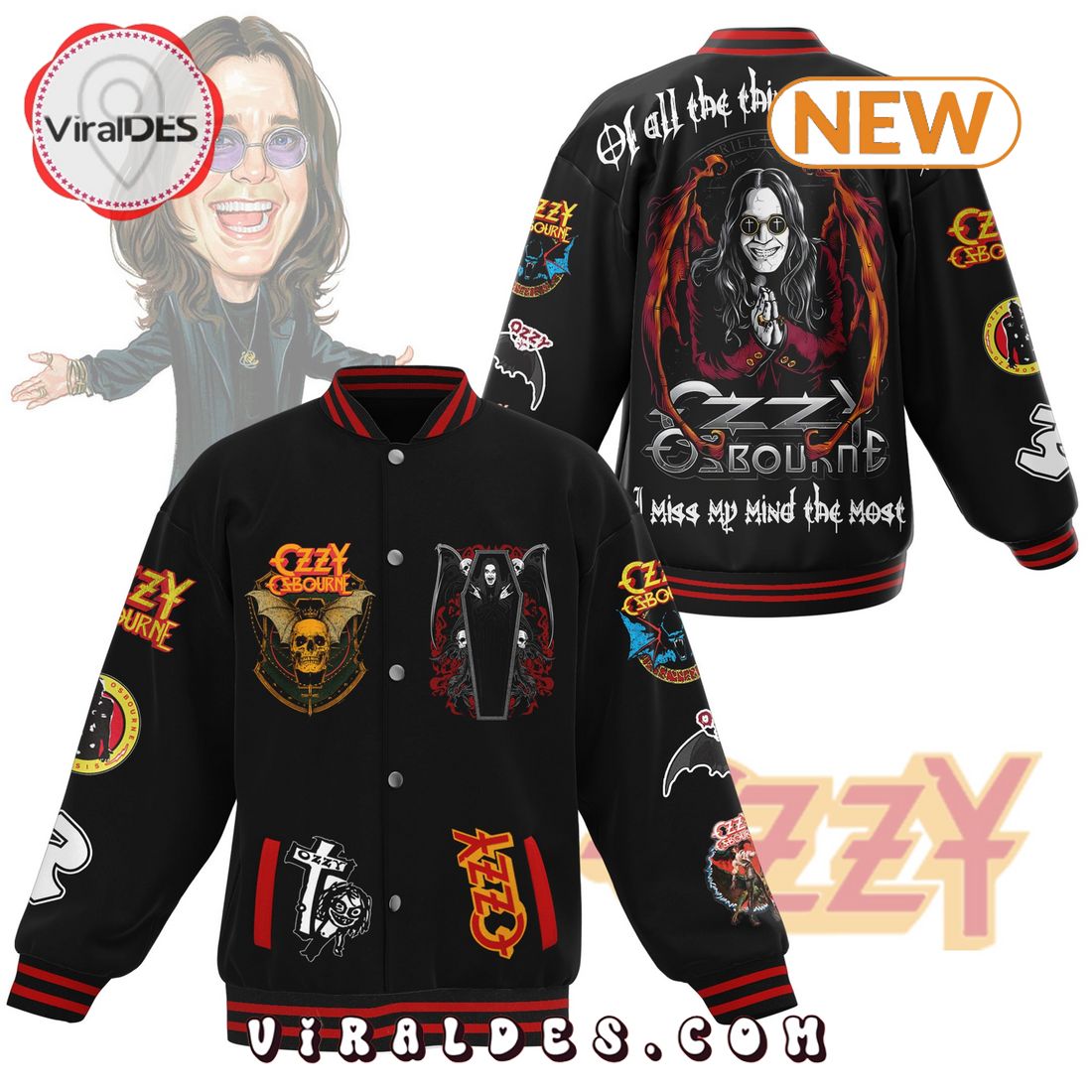 Ozzy Osbourne New Bomber Baseball Jacket Ozzy Osbourne New Bomber Baseball Jacket