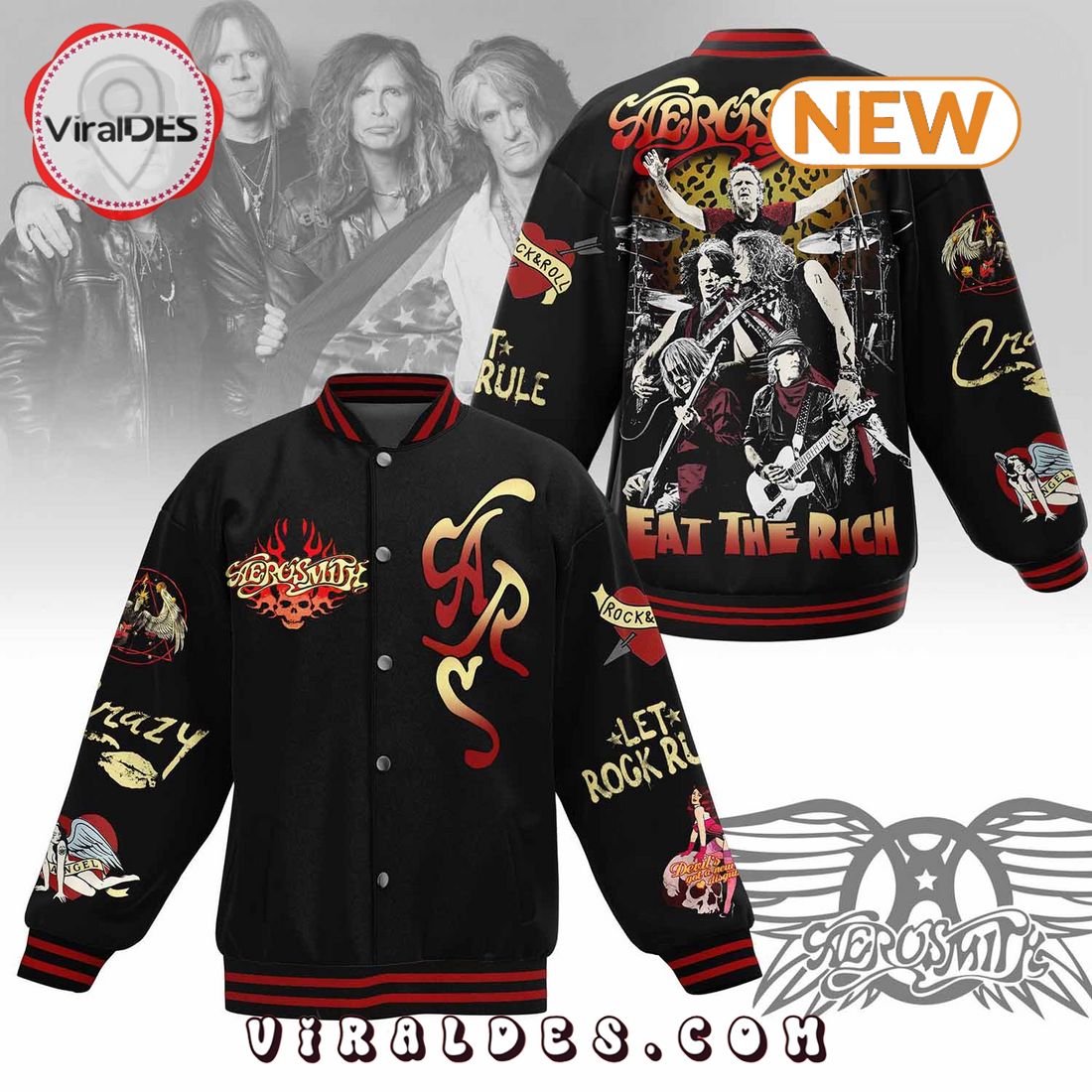 Aerosmith Eat the Rich New Baseball Jacket Aerosmith Eat the Rich New Baseball Jacket