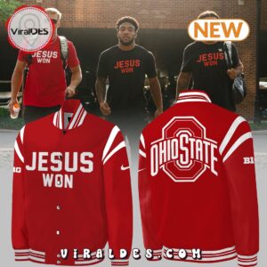 Jesus Won Ohio State Buckeyes Red Baseball Jacket