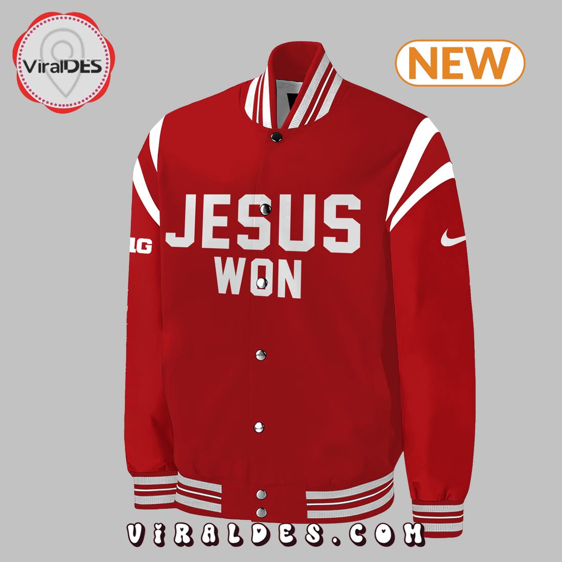 Jesus Won Ohio State Buckeyes Red Baseball Jacket Jesus Won Ohio State Buckeyes Red Baseball Jacket