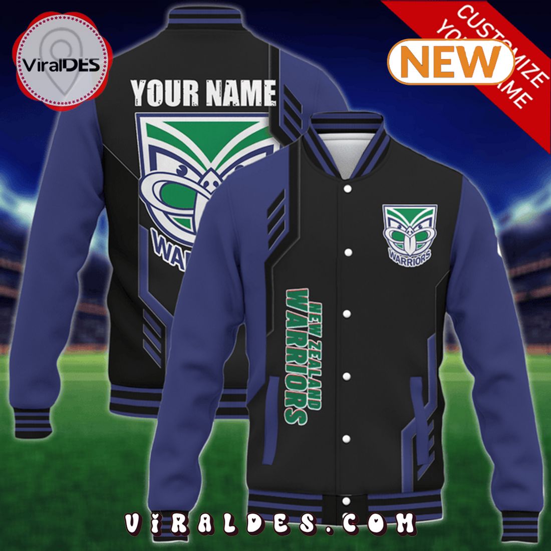 Custom New Zealand Warriors NRL Baseball Jacket Custom New Zealand Warriors NRL Baseball Jacket