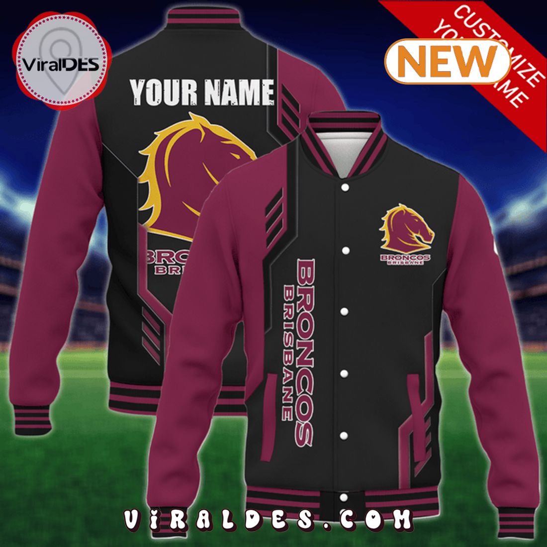 Custom Brisbane Broncos NRL Baseball Jacket Custom Brisbane Broncos NRL Baseball Jacket