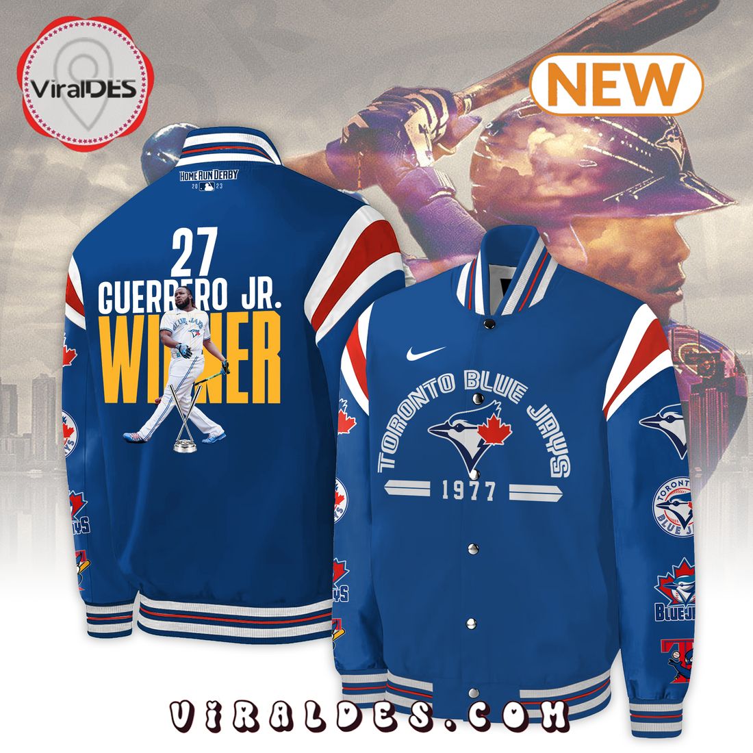 Toronto Blue Jays Guerrero Jr Winner Navy Baseball Jacket Toronto Blue Jays Guerrero Jr Winner Navy Baseball Jacket