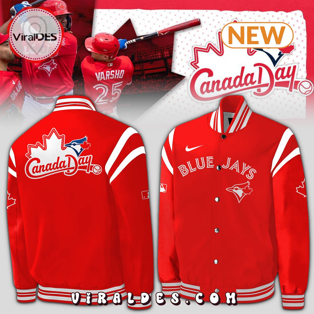 Toronto Blue Jays 2024 Canada Day Limited Red Baseball Jacket Toronto Blue Jays 2024 Canada Day Limited Red Baseball Jacket