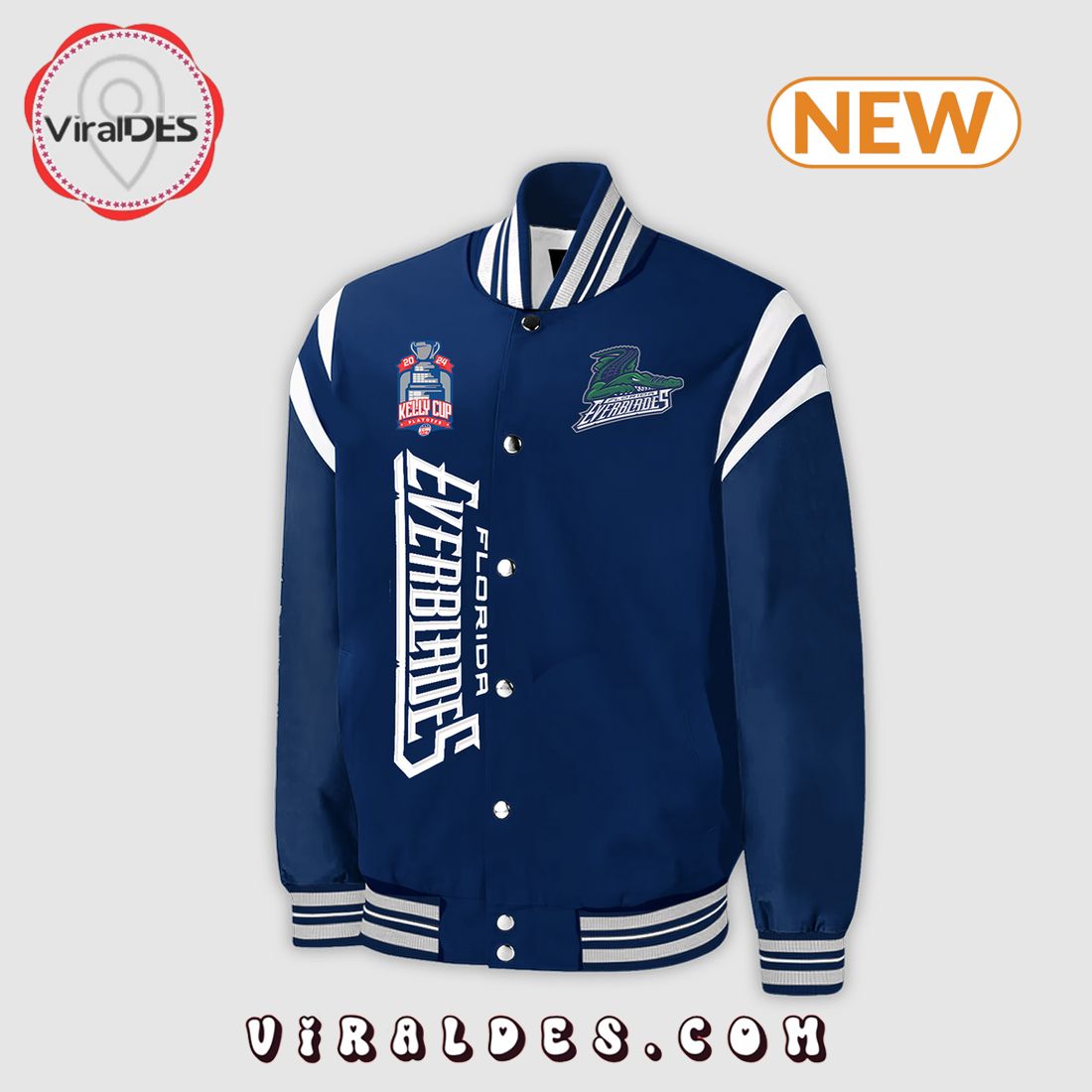 Special New Florida Everblades 2024 Navy Baseball Jacket Special New Florida Everblades 2024 Navy Baseball Jacket