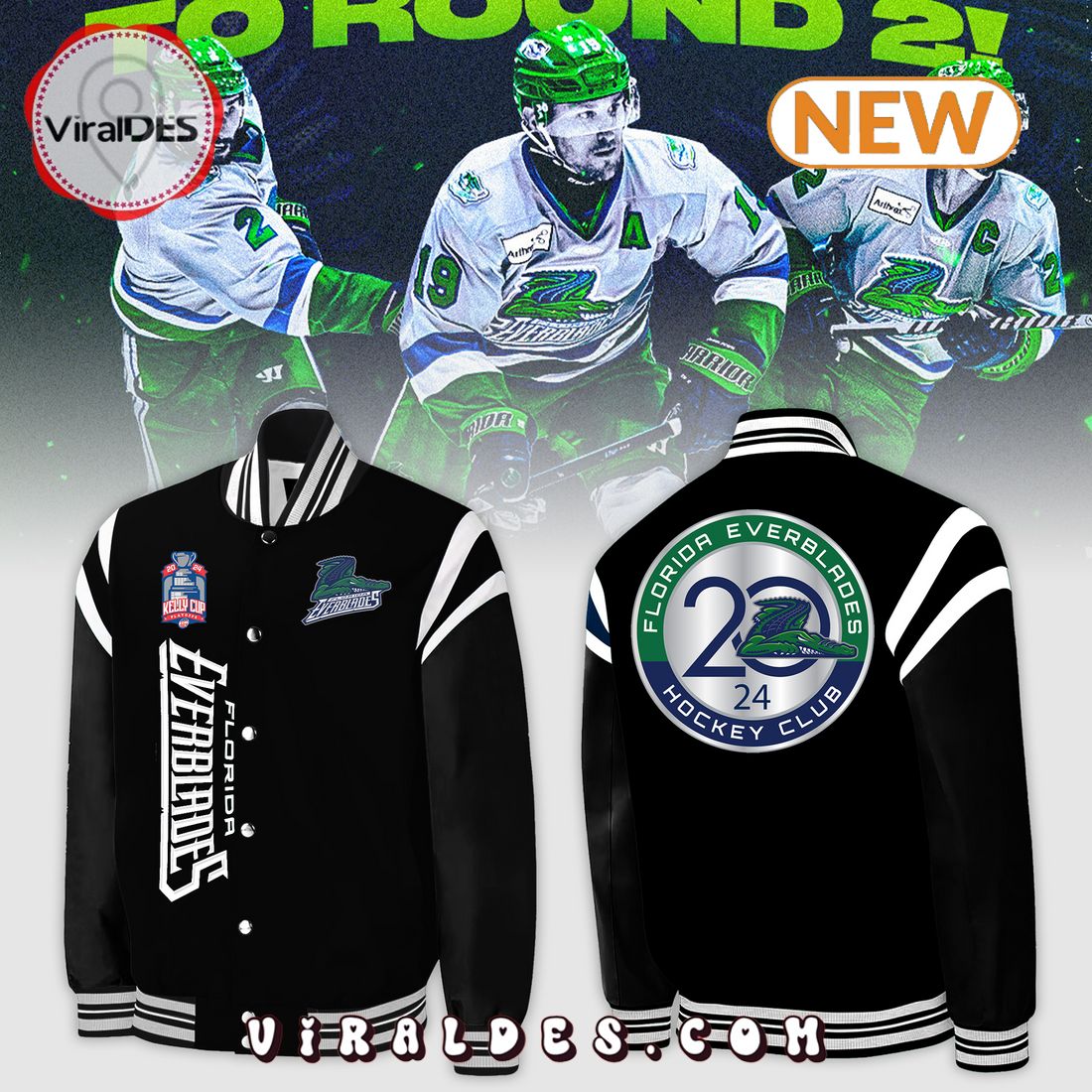 Special New Florida Everblades 2024 Black Baseball Jacket Special New Florida Everblades 2024 Black Baseball Jacket