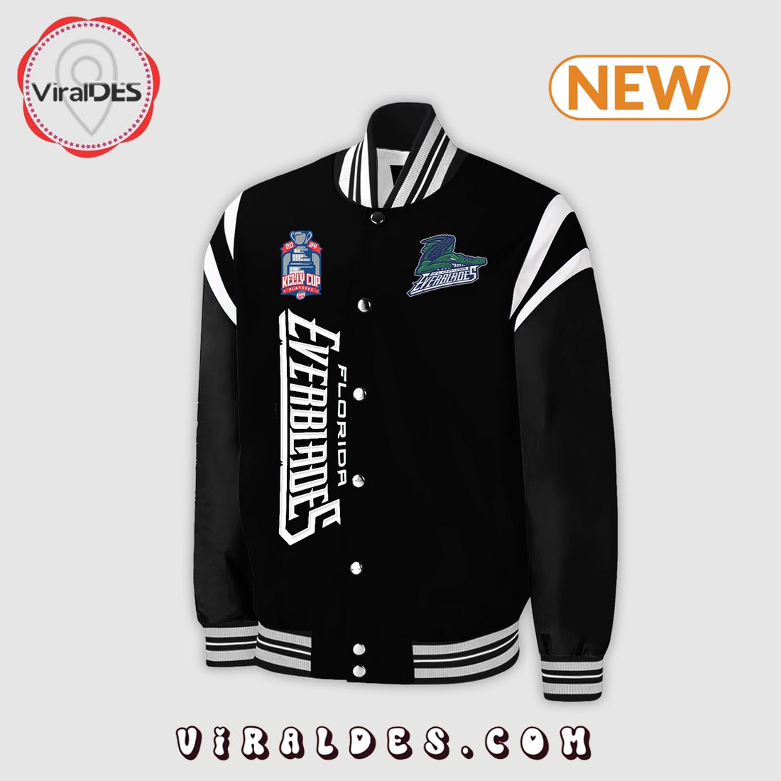 Special New Florida Everblades 2024 Black Baseball Jacket Special New Florida Everblades 2024 Black Baseball Jacket
