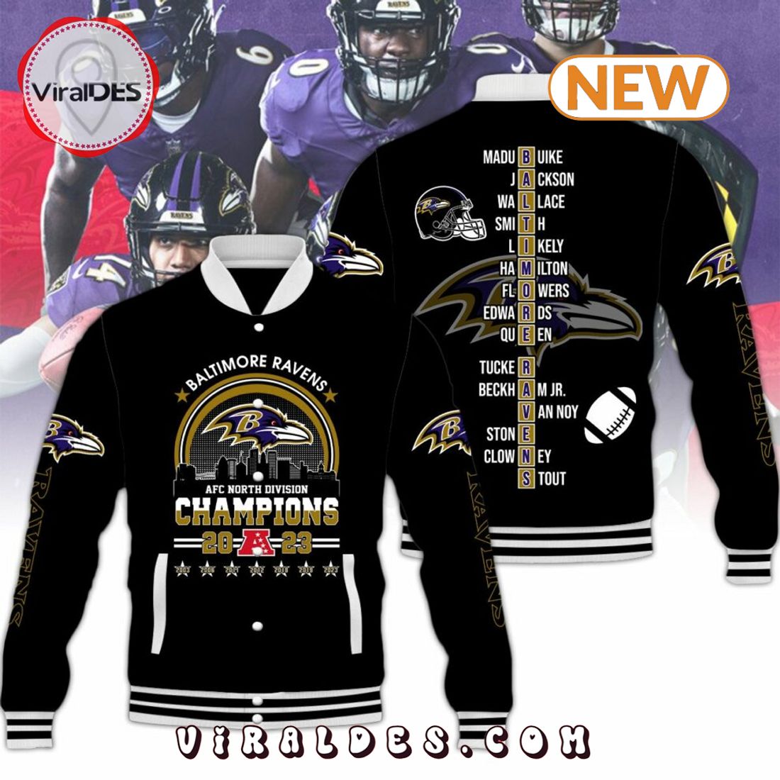 Baltimore Ravens NFL Champions AFC 2023 Black Baseball Jacket Baltimore Ravens NFL Champions AFC 2023 Black Baseball Jacket