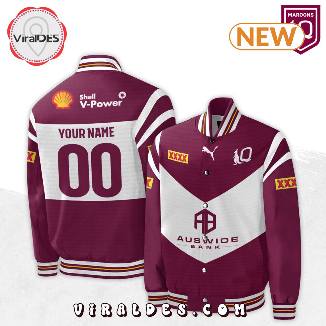 Personalized Specialized NRL Queensland Maroons Baseball Jacket Personalized Specialized NRL Queensland Maroons Baseball Jacket