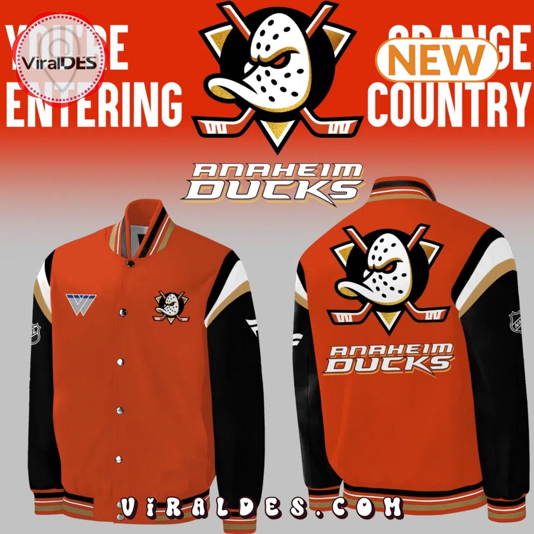 Anaheim Ducks Orange Country 2024 Baseball Jacket Anaheim Ducks Orange Country 2024 Baseball Jacket