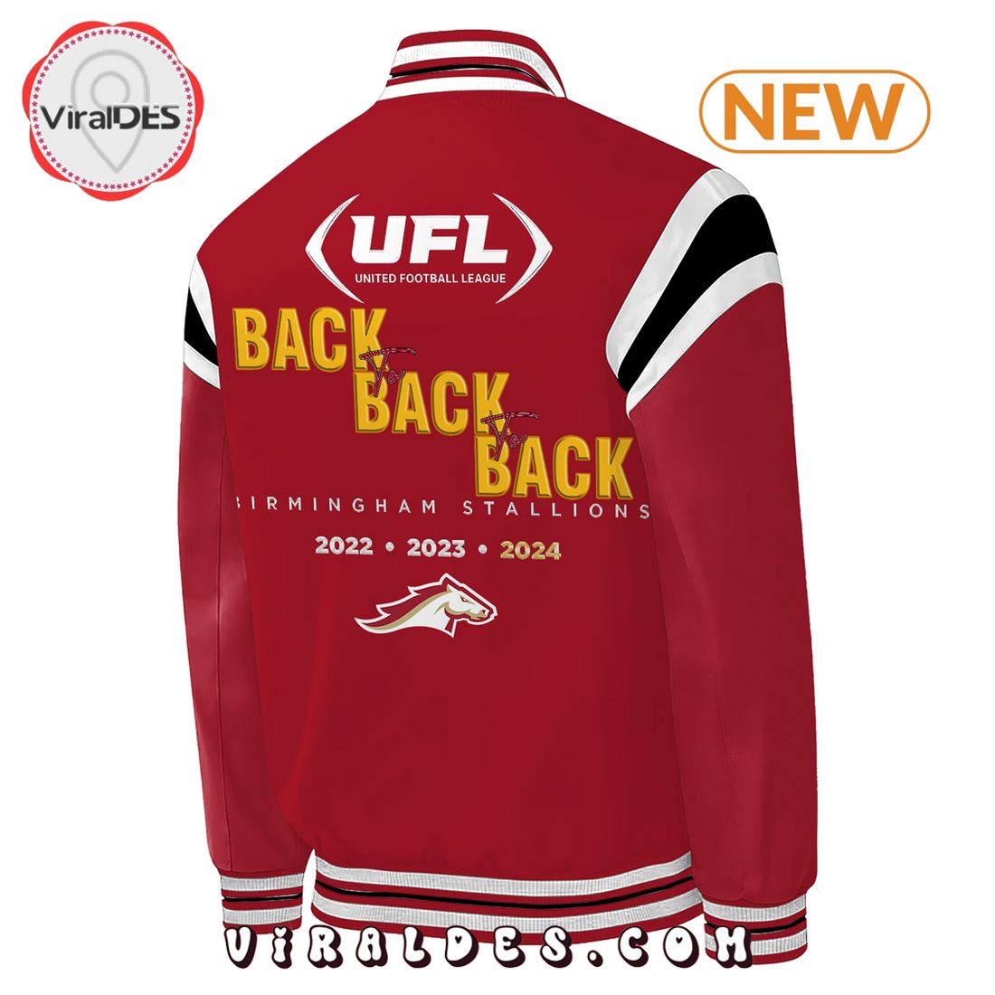 Special UFL Champions Birmingham Stallions Red Baseball Jacket Special UFL Champions Birmingham Stallions Red Baseball Jacket