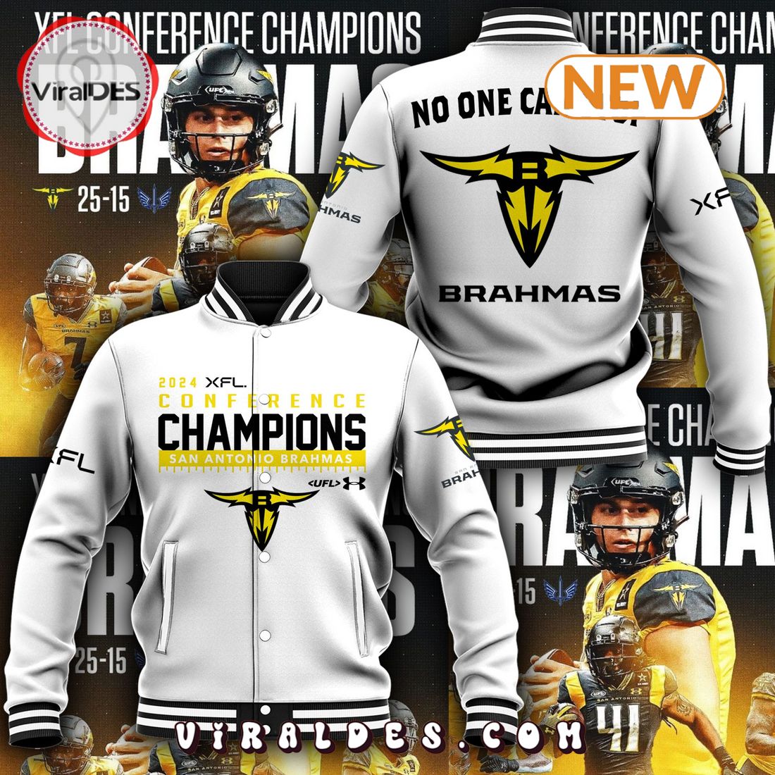 Brahmas Xfl Conference 2024 Champions White Baseball Jacket Brahmas Xfl Conference 2024 Champions White Baseball Jacket