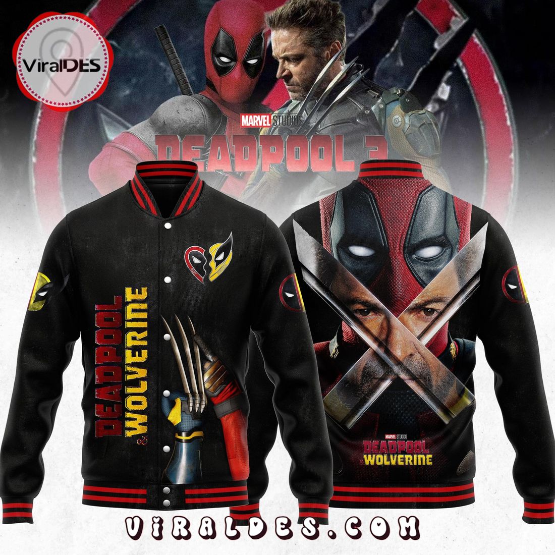 Deadpool 3 Special Deadpool & Wolverine Black Baseball Jacket Deadpool 3 Special Deadpool & Wolverine Black Baseball Jacket