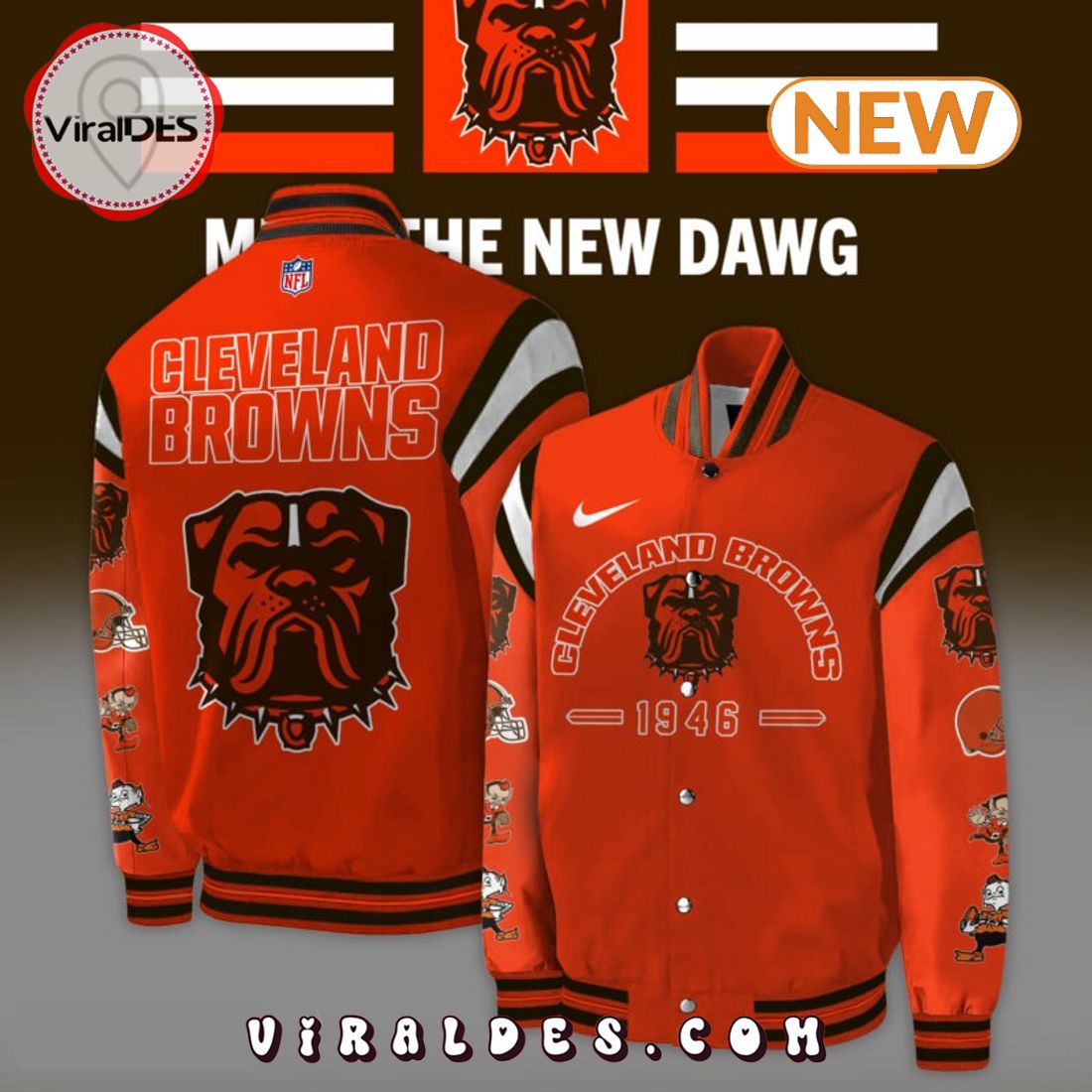 Cleveland Browns 2024 Red Baseball Jacket Cleveland Browns 2024 Red Baseball Jacket