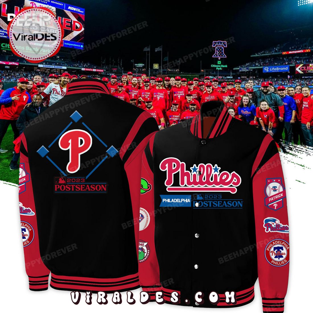Philadelphia Phillies 2023 Postseason Black Baseball Jacket Philadelphia Phillies 2023 Postseason Black Baseball Jacket