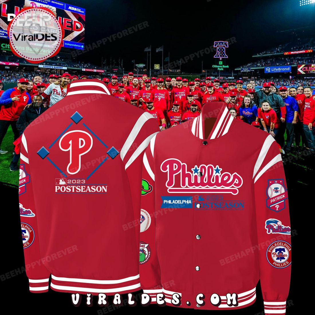 Philadelphia Phillies 2023 Postseason Red Baseball Jacket Philadelphia Phillies 2023 Postseason Red Baseball Jacket