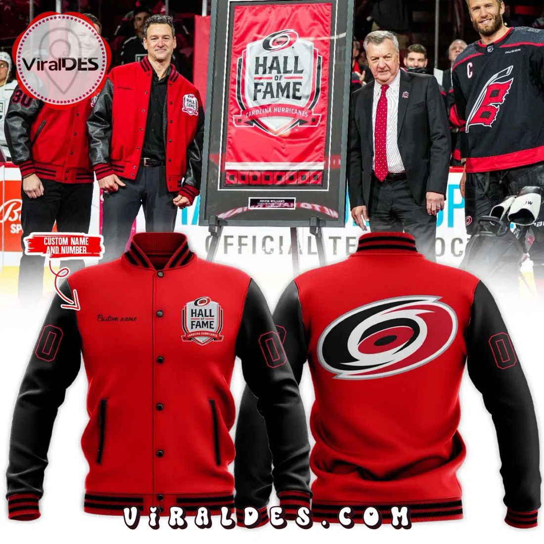 Personalized Carolina Hurricanes Special Red Baseball Jacket Personalized Carolina Hurricanes Special Red Baseball Jacket
