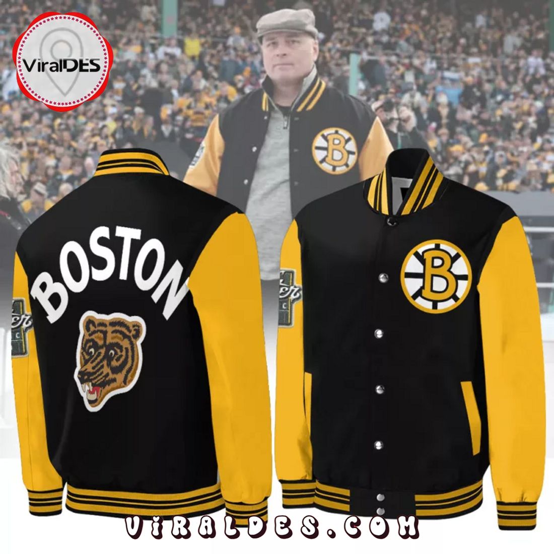 Jim Montgomery Coach Boston Bruins Gold Baseball Jacket Jim Montgomery Coach Boston Bruins Gold Baseball Jacket