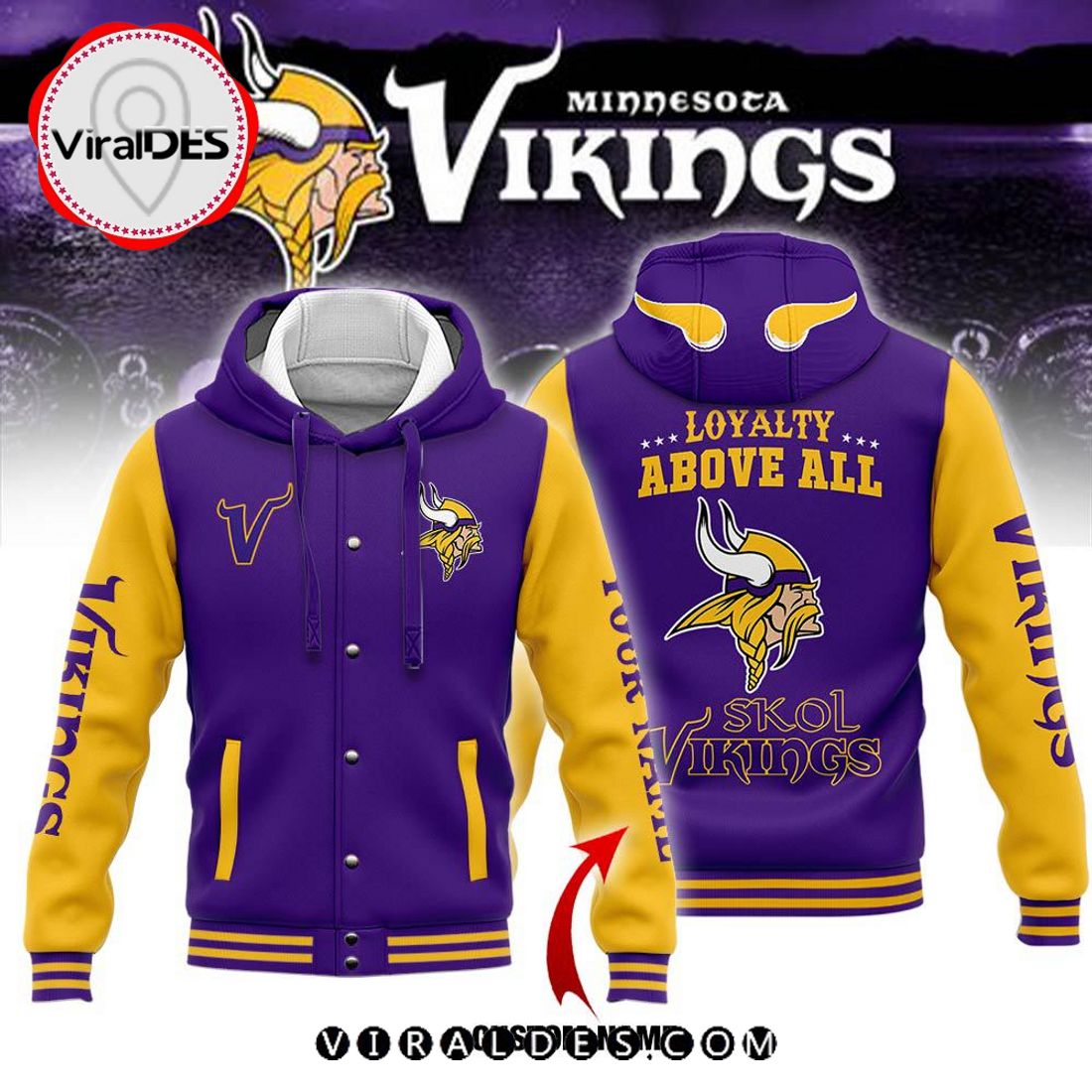 Custom Minnesota Vikings Loyalty Above All Baseball Jacket Custom Minnesota Vikings Loyalty Above All Baseball Jacket